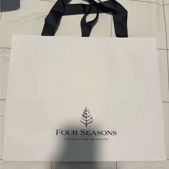 Handbags - White Four Seasons shopping bag with Black Handles